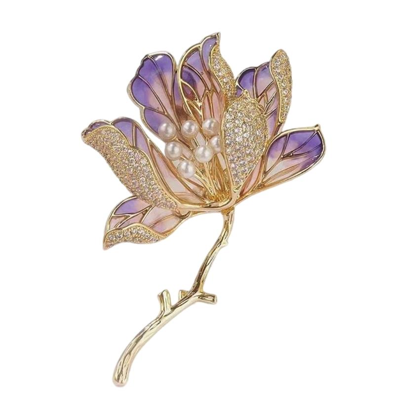 

Stylish Women s Crabapple Brooch Pin in Vibranting Color with Alloy Accent Portable for Parties Supplies and Formal Event фиолетовый