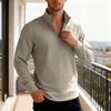 Solid-colour Half-zip Turtleneck Jumper with Small Check Jacquard Pattern