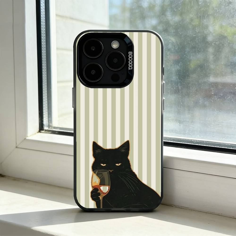 

The Lazy Cat with Coffee Phone Case For iPhone 17,16,15,14,13,12,11 Plus,Pro Max,XS,Colorful Silver Black Cover iPhone16pro