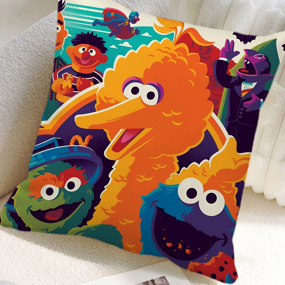 S-Sesame S-Street Movie Pillow Case Square Pillow Bedroom Sofa Leisure Comfort Cushion Car Home Decoration