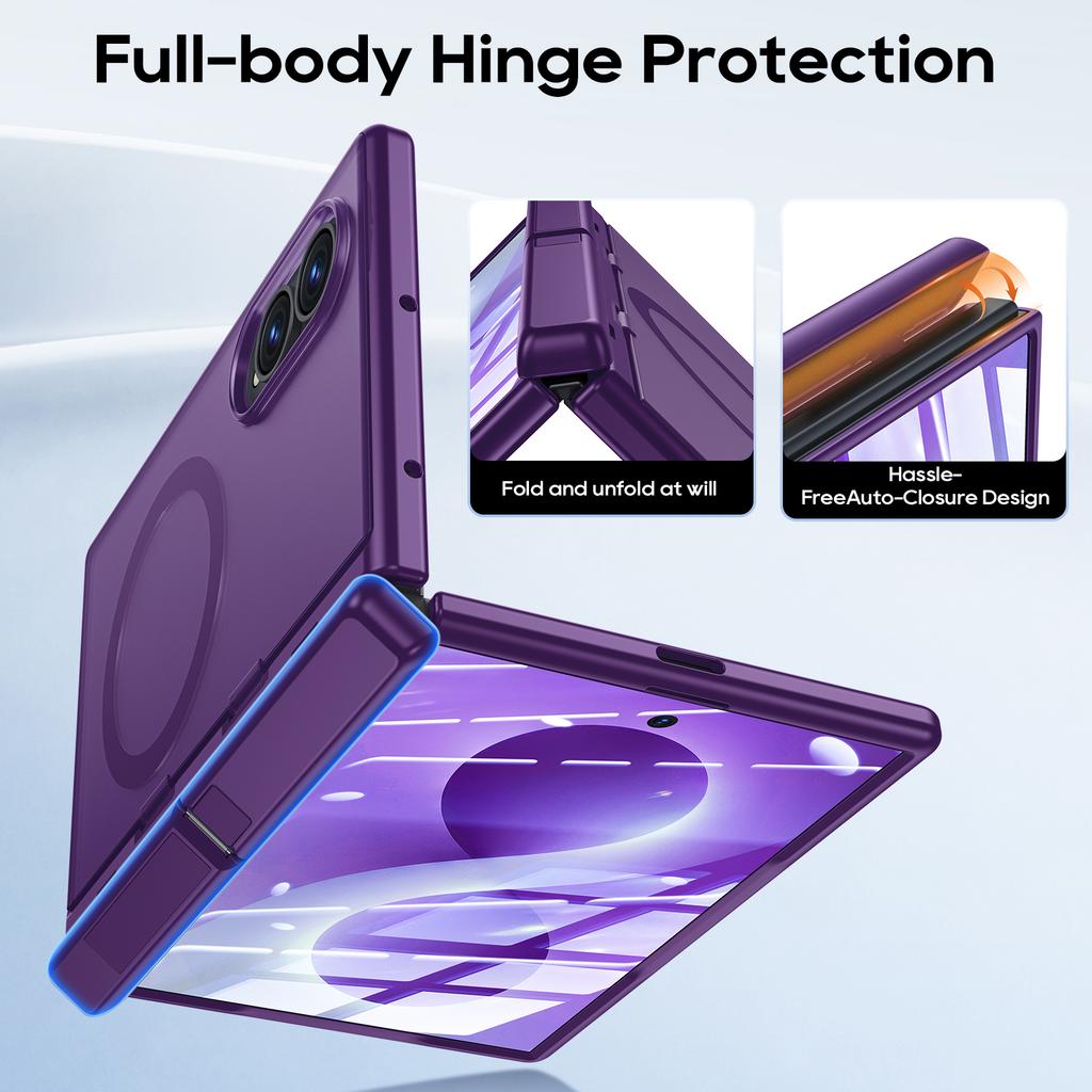 Samsung Galaxy Z Fold 8 Scharnierschutzhülle mit Magnetring und integriertem Displayschutz - Lila