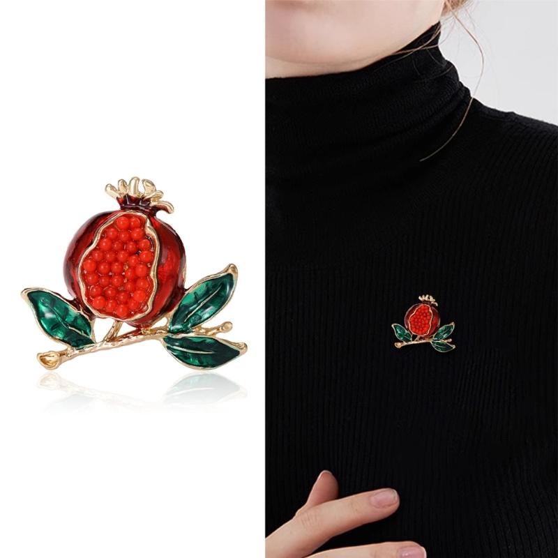 Stylish Pomegranate Brooch Accessory Elegant Lapel Pin Eye Catching Pomegranate Shaped Brooch for Daily Wear Parties