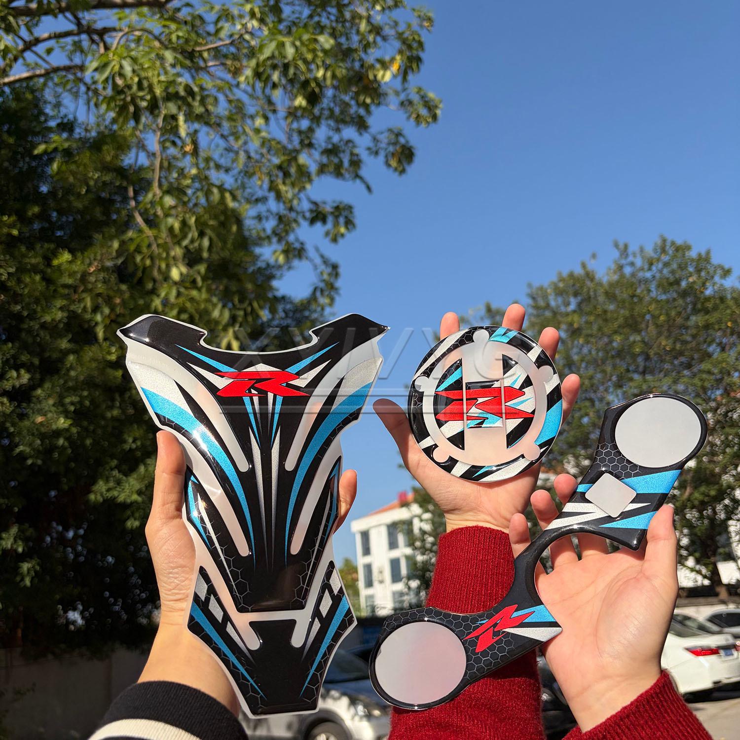 

3D Gas Fuel Tank Pad Protector Reflective Sticker for GSXR 600 750 1000 синий