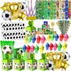 Football Birthday Decorations Soccer Sports Party Favors Supplies Green Football Bracelet Stickers Gift Bag Straws for Kids Part
