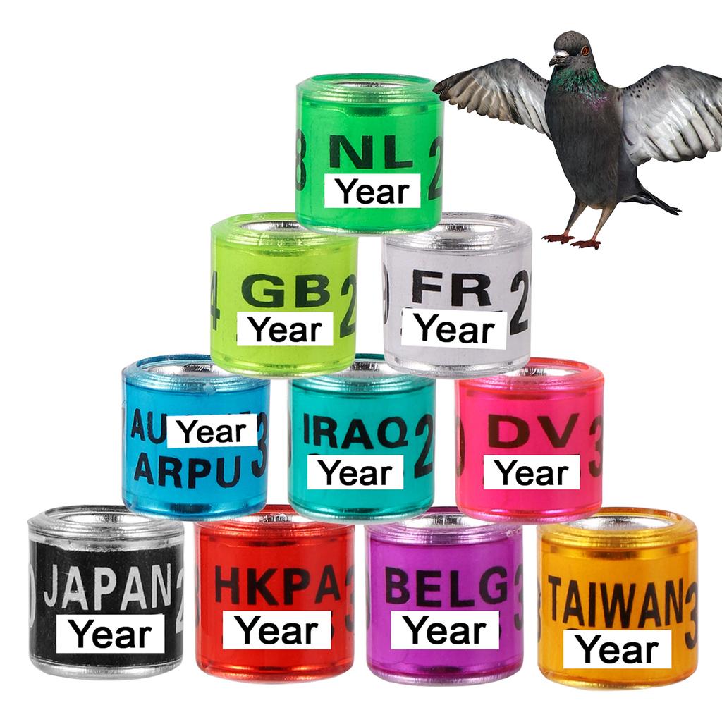 100Pcs 2026/2027 Year Multicolor Pigeon Foot Ring With Number Bird Pigeon Doves Training Racing Identification Leg Ring 10 Color