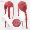 High Quality Makima Cosplay Wig Anime Chainsaw Man Cosplay Long Coral Pink Braided Heat Resistant Hair Role Play Wigs + Wig Cap