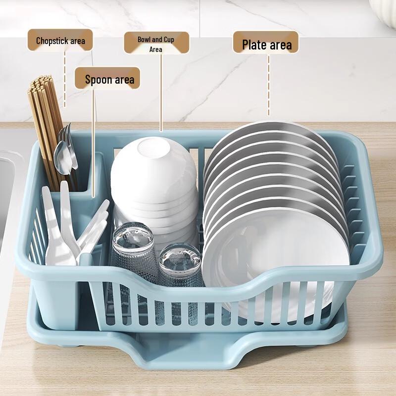 Drainable Dish Drying Rack with Cutlery Holder