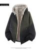 Unisex American Style Mountain Eagle Fur Collar Hooded Winter Coat - Thick Velvet Lined for Warmth and Cold Protection