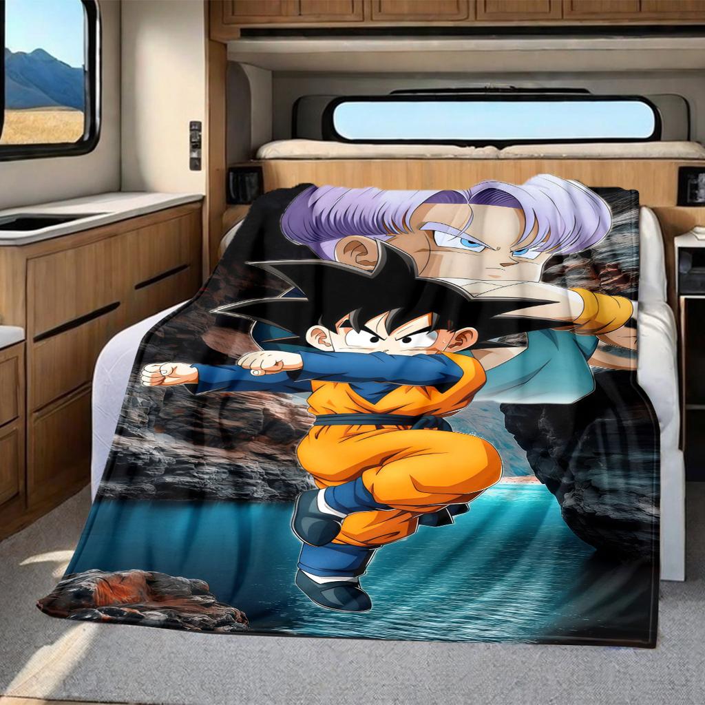 1 Stück Son Goku Druck Flanelldecke, Hohe Qualität für alle Jahreszeiten, Heimdekoration, Wärme und Komfort, Perfekt für Weihnachtsgeschenke