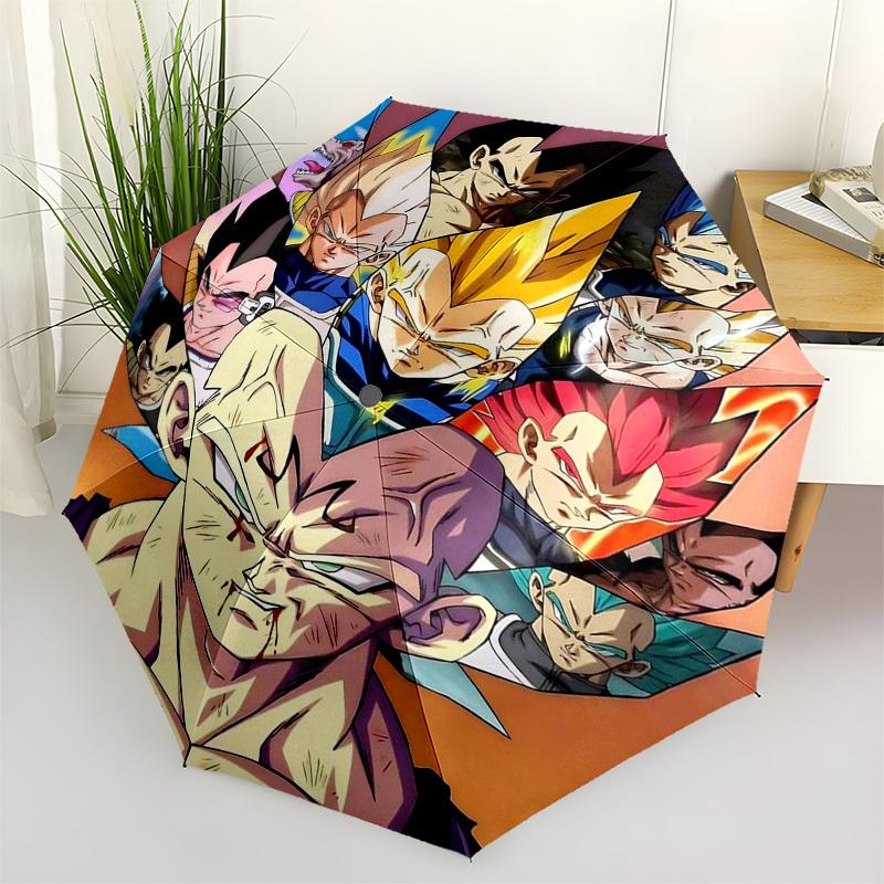 

1pc Dragon Ball Z Vegeta Super Saiyan Outdoor Umbrella - Automatic Opening/Closing - Portable 3-Fold Design - Festival Gift for Fans, Travelers,