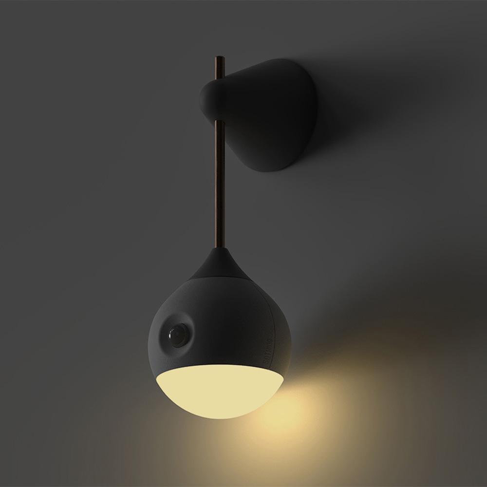 An der Wand montiertes intelligentes Körpersensor-Nachtlicht, abnehmbare Nachttischlampe, kugelförmiger, mattierter Lampenschirm, dekorative Lichter