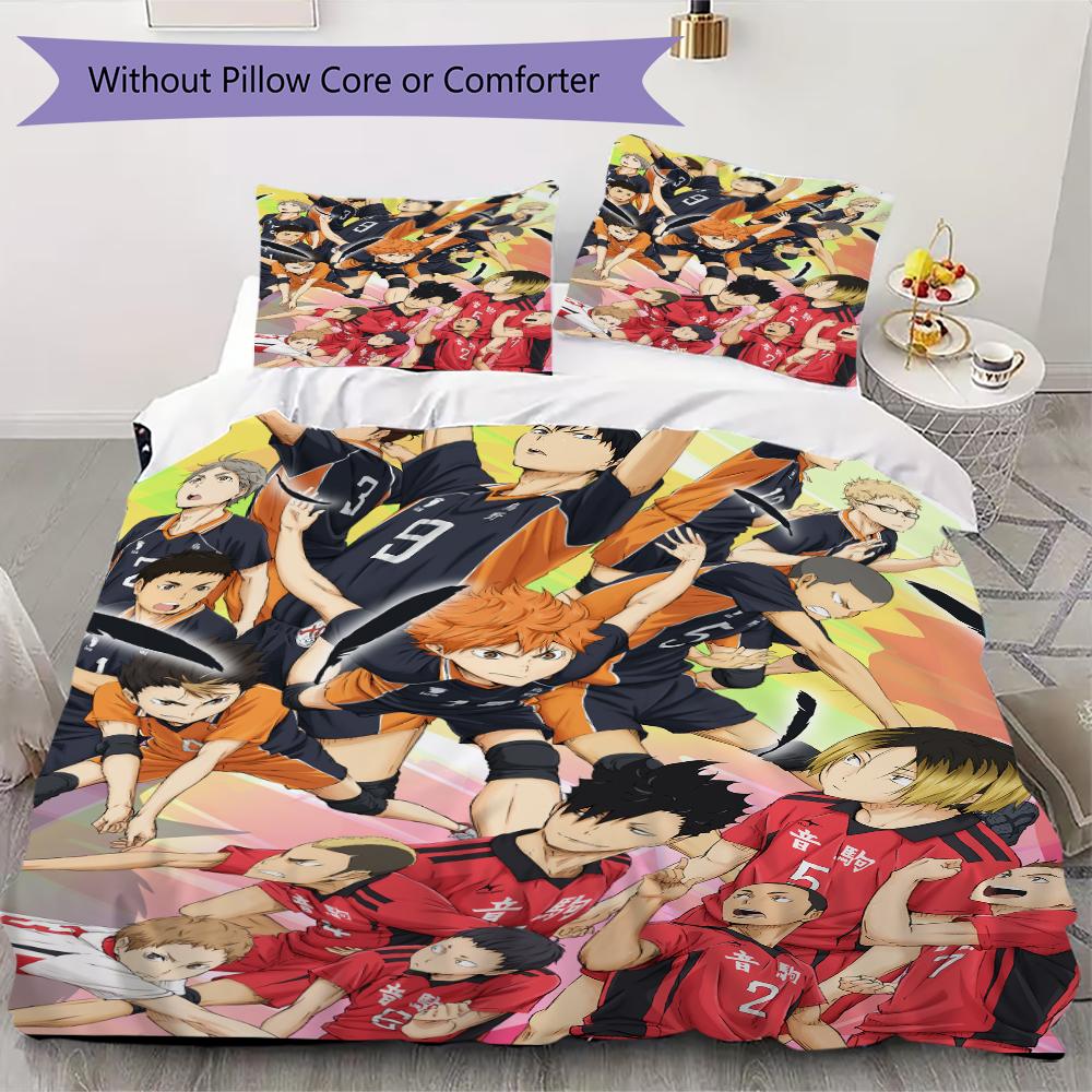 Haikyu!! Anime Pattern Bedding uilt Set uilt Cover Pillowcase Home Decoration Birthday Gift (1 * duvet cover + 2 * pillowcase  without core)53