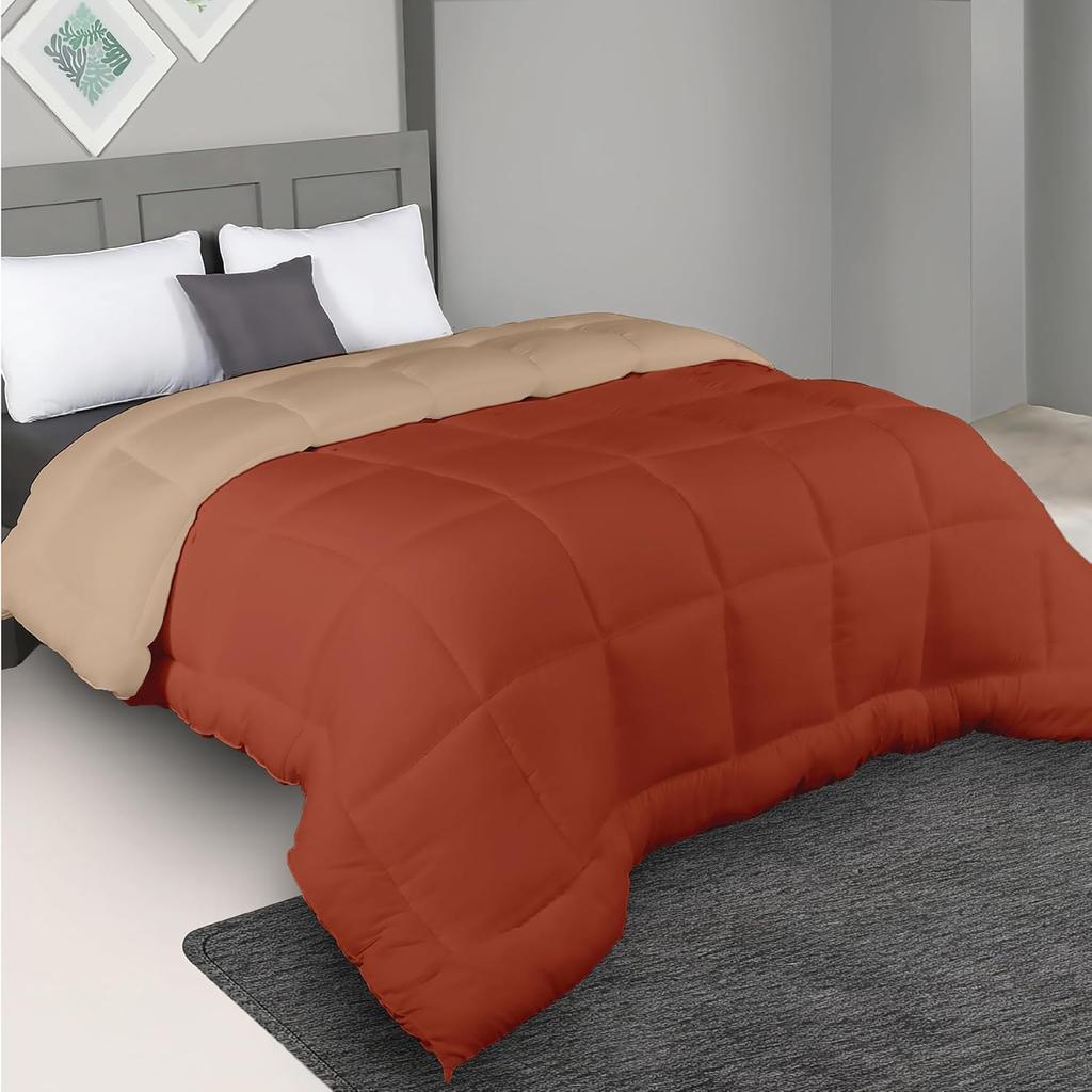 Plush Reversible Microfiber Comforter Single Bed | 220 GSM Wadding |110 GSM Peached Extra Soft Microfiber Fabric,