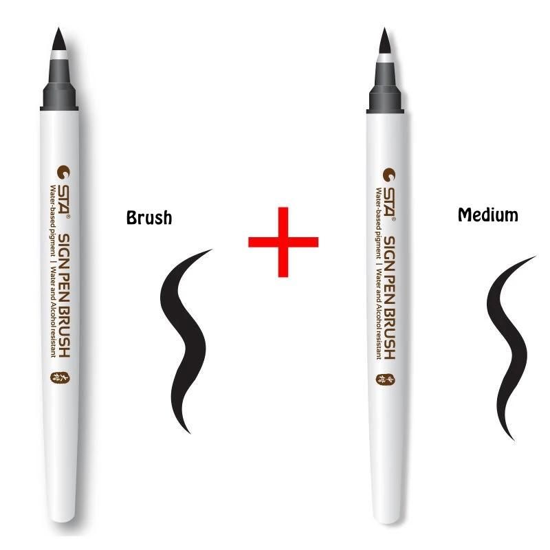 4 Größen STA Wasserdichter Kalligraphie-Stift Weiche Pinselstifte für Lettering Schreiben Zeichnen Skizzieren Künstlerbedarf Japanischer Schreibwarenhändler