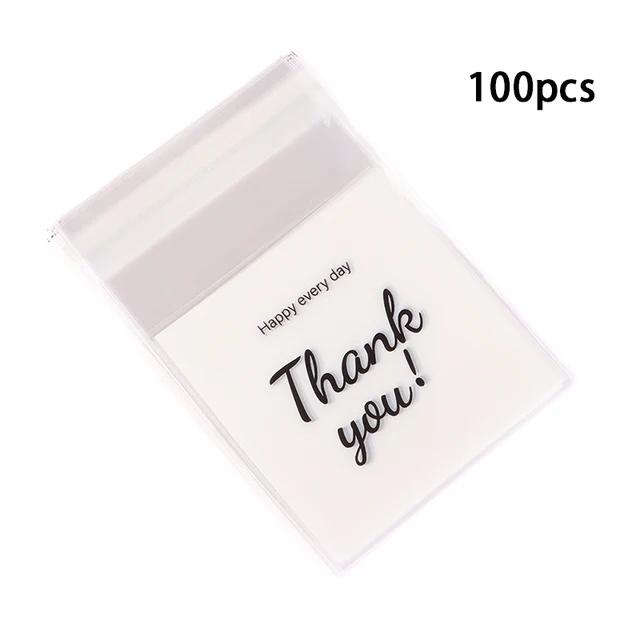

100 шт. пластиковый пакет «Спасибо», сумка для печенья, самоклеящаяся сумка для конфет для свадьбы, дня рождения, подарочная сумка, упаковочная сумка для выпечки печенья 100pcs