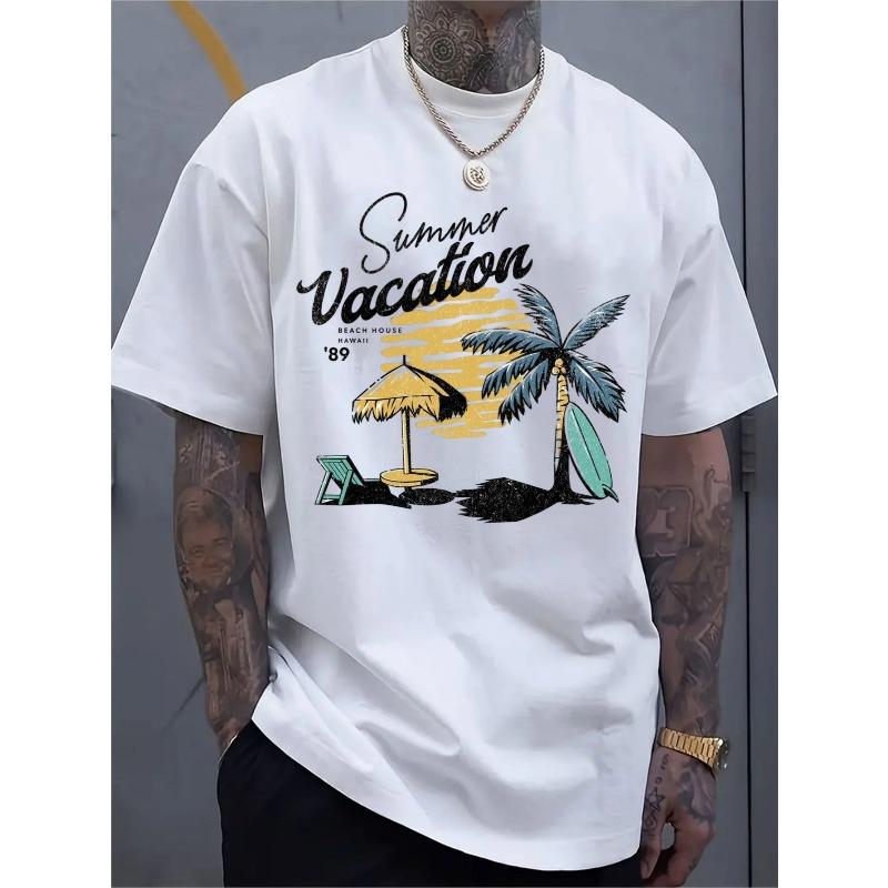 European Sizes Men's Casual Sportswear Short-sleeved Shirt, Trendy 2D Printed Pattern, Stretchy and Comfortable, Suitable for Sports, Travel