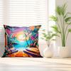Cyberpunk sunset decorative pillowcase, pillowcase ultra-soft polyester material living room sofa back car pillowcase decoration