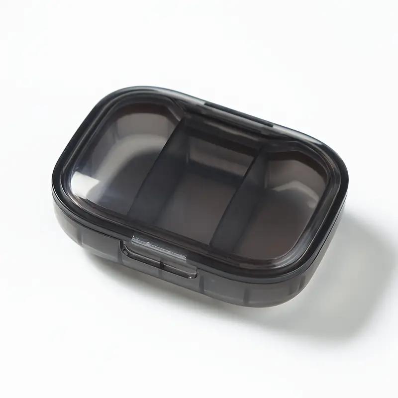 

1pc 3-Compartment Waterproof Pill Organizer Box Portable Mini ABS Plastic Medicine Case Dustproof Compact Storage