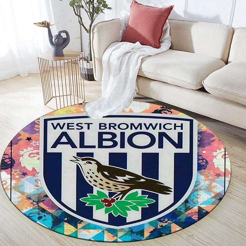 West Brom,Round Area Rug,Carpet Rug for Living Room Bedroom Sofa Playroom Decor,Non-slip Floor Mat