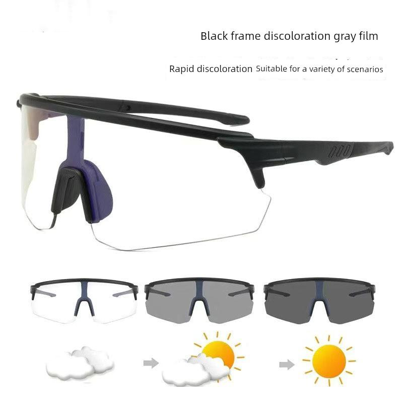 Farbwechselnde Fahrradbrille, Professionelle Ausrüstung für Tag- und Nachtgebrauch, Sportbrille für Rennradfahrer (Herren und Damen), Wind- und Sandschutz black
