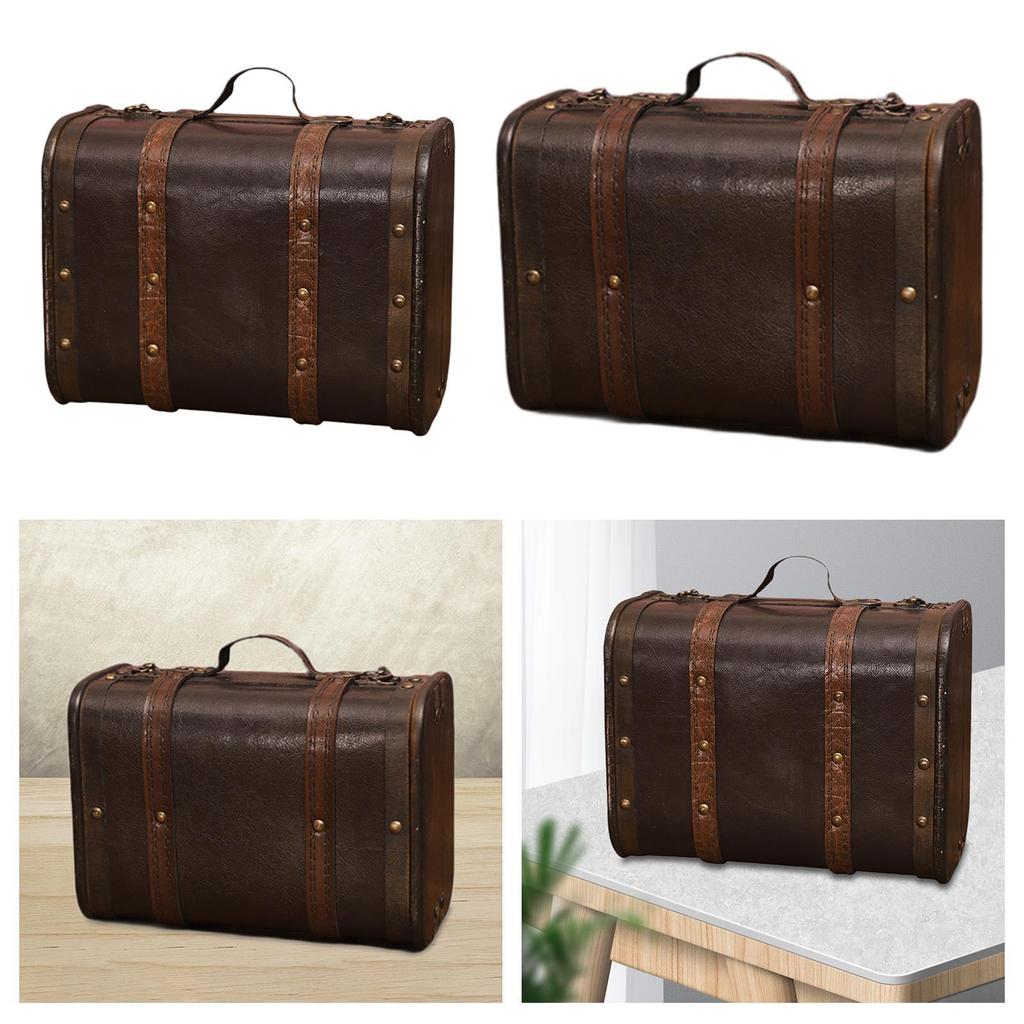 Wooden Vintage Style Suitcase Decor Old Fashioned Storage Chest for Wedding