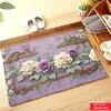 Vintage Rose Purple Floor Mat Gold Frame Floral Pattern Print Non Slip Washable Carpet For Elegant Entryway Bathroom Decoration