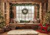 Decorazioni Festa di Natale Sfondo in Legno Finestra Interna Regali Albero di Natale Bambini Famiglia Ritratto Sfondo Fotografico per Studio Fotografico