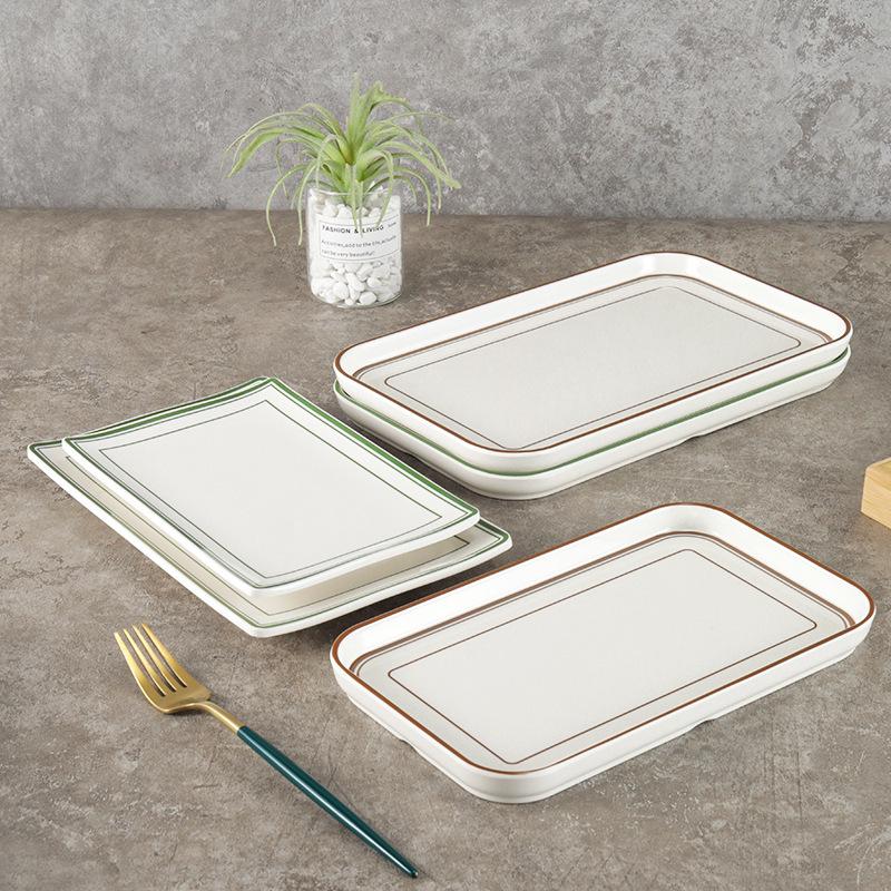 Melamine Rectangular Imitation Porcelain Plate for Hot Pot, BBQ, and Sushi Restaurants