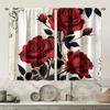 2pc Burning Red Rose Curtains   Light Luxury French Style   Suitable for Bedrooms  Living Rooms   Rod Pocket Decorative Curtains