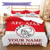 AFC Ajax Custom Name Pattern Bedding,Quilt Set Quilt Cover Pillowcase Home Birthday Gift(1 * Duvet Cover + 2 * Pillowcase, Without Core)