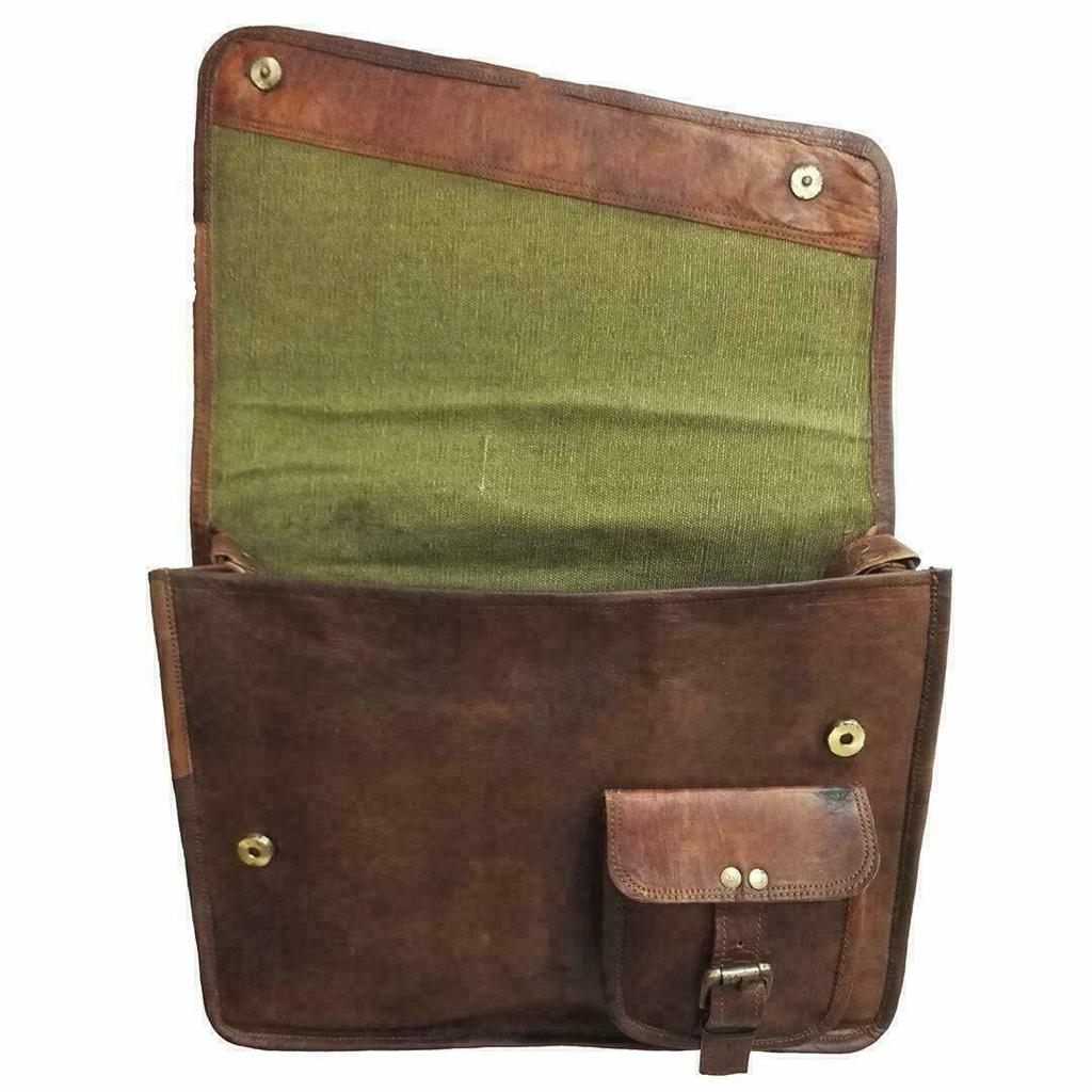 Vintage Ziege Echtleder alte Messenger Satchel Laptop Aktentasche Tasche
