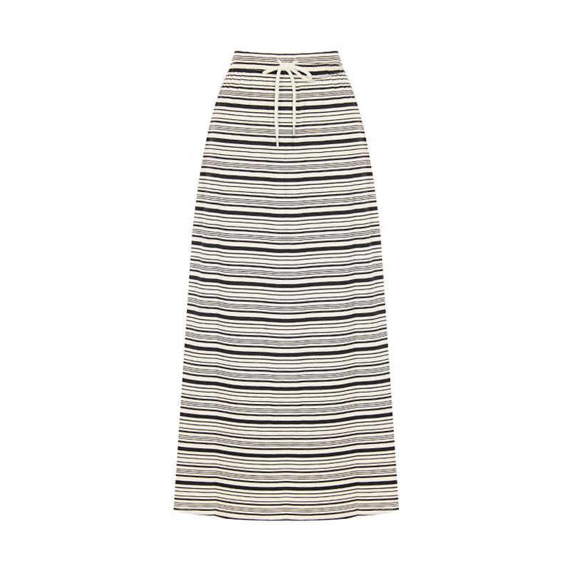 Sally Cotton Stripe Elastic Skirt_I6B-Csk026