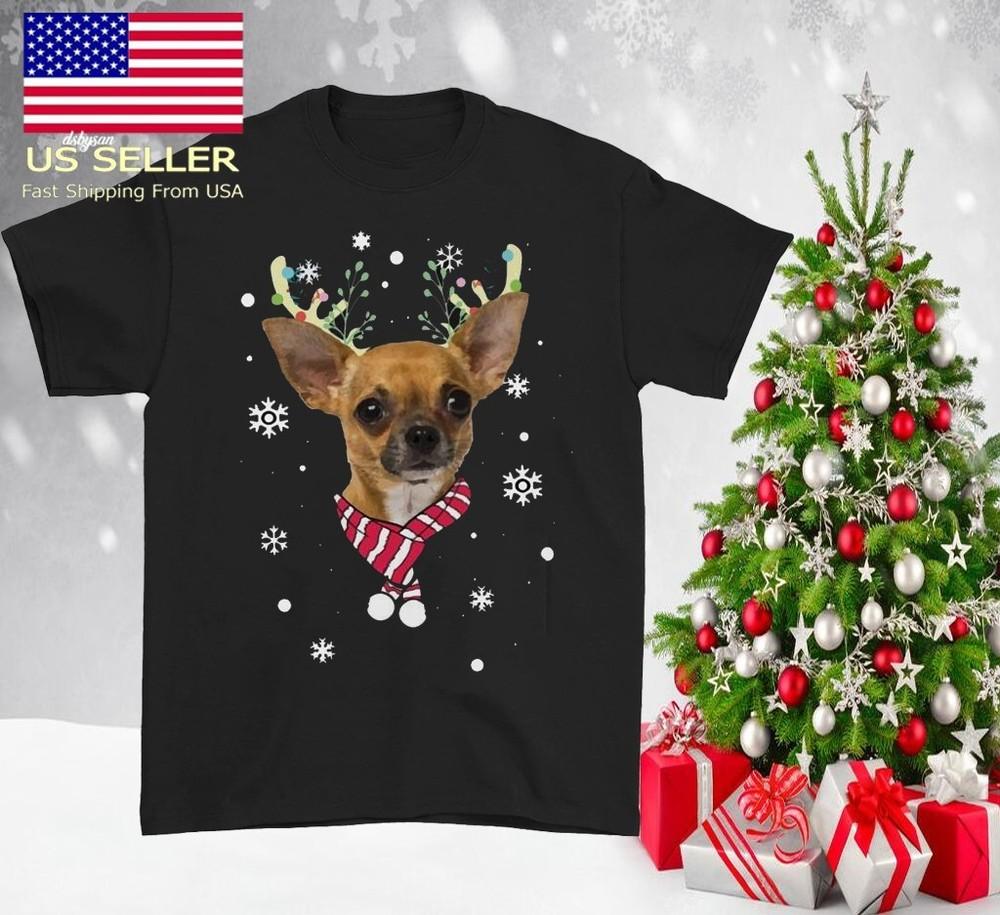 Chihuahua Christmas Lovely Dog Christmas black T-shirt unisex S to 5Xl E32.3 Unisex T-Shirt S