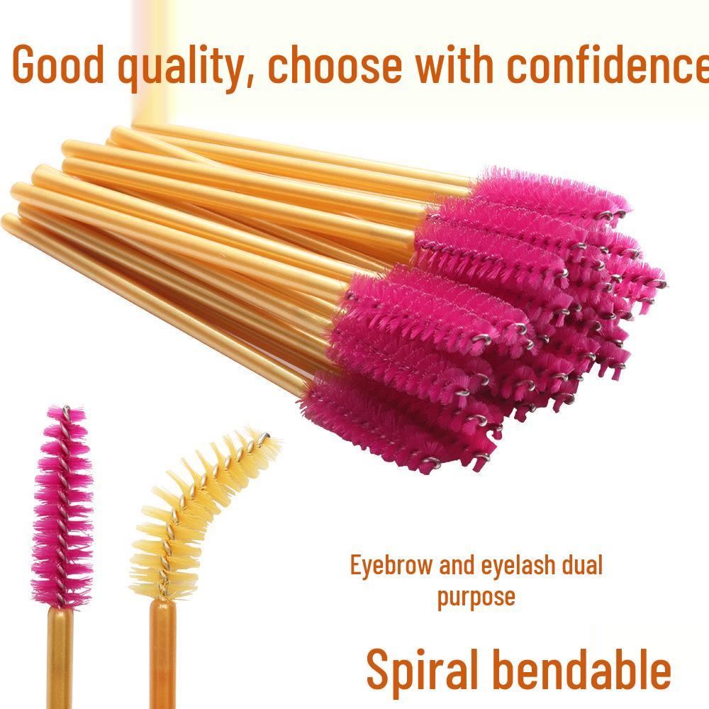 Disposable Gold Rod Eyelash & Eyebrow Brush Set: Comb, Mascara, Spiral Brush for Extensions