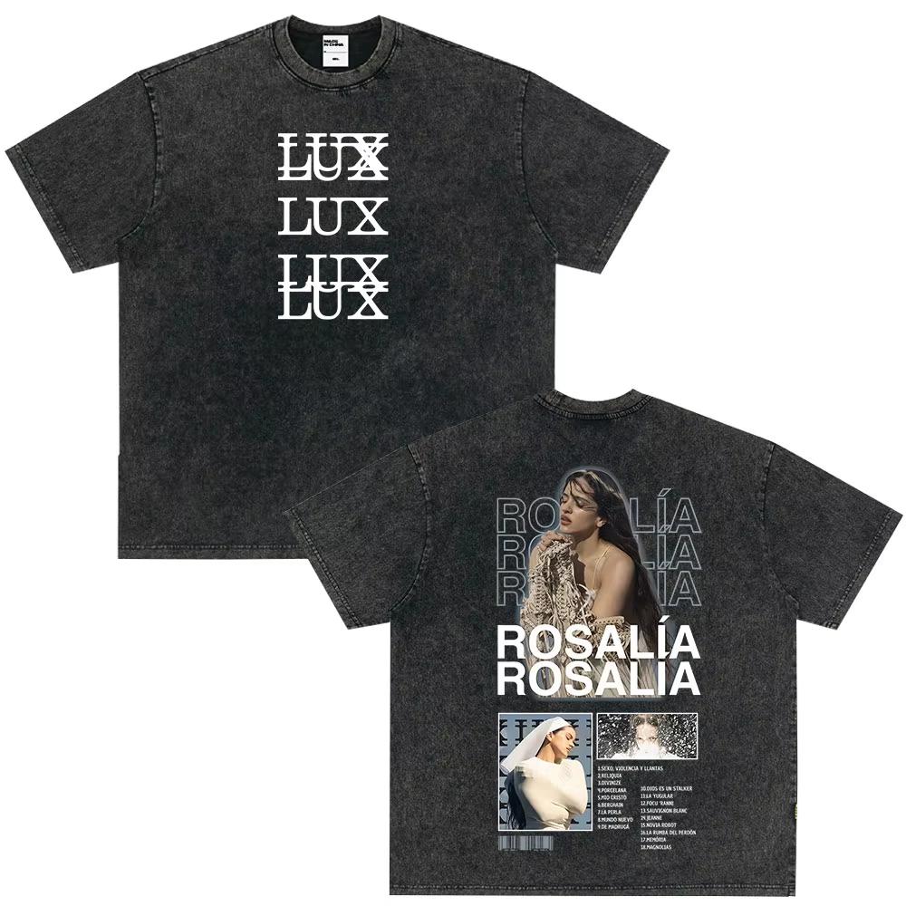 Vintage Gewaschenes Singer Rosala LUX Album Grafik T-Shirt Herren Damen Mode Kleidung T-Shirt Lässig Hiphop Übergroße T-Shirts