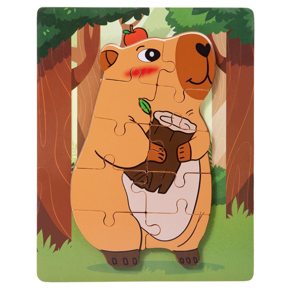 

Cartoon Design Kids Wooden Puzzle Capybala Educational Jigsaw Toys Learning Toys style A