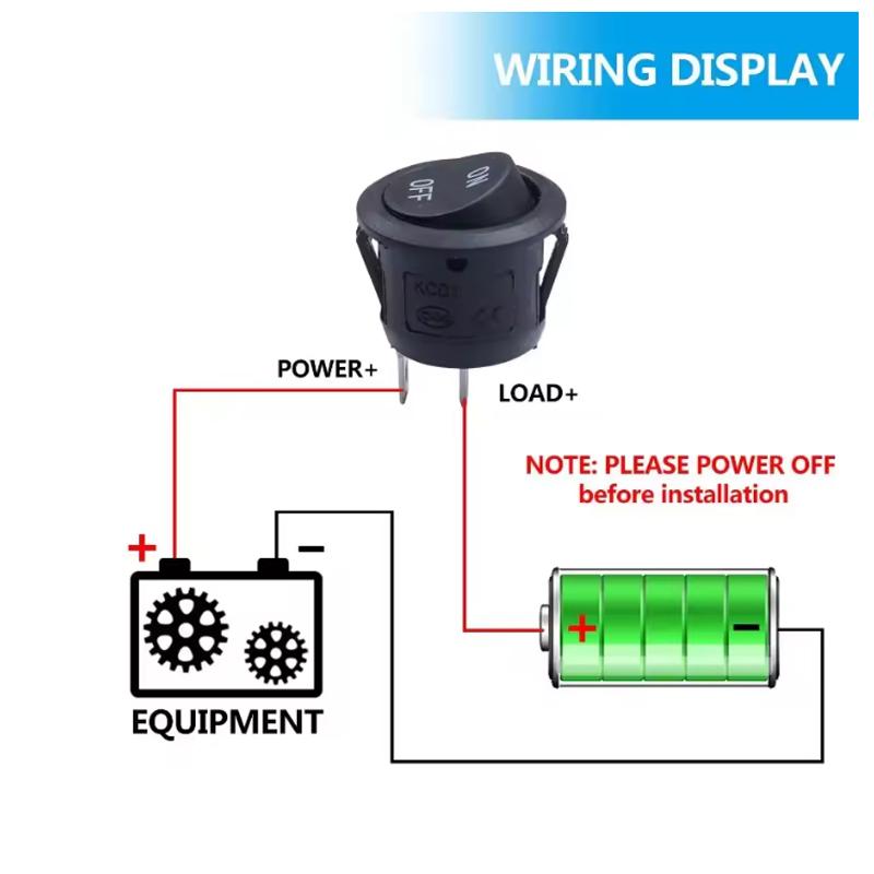 1/4PCs Car Circular Rocker Switches 12V DC Circular Toggle Switch For Motorhomes 2-pin Connector Auto Car Accessories Battery Switches5