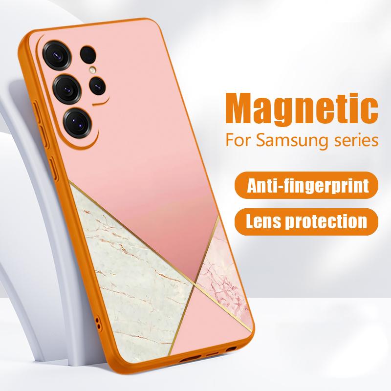 Splicing Marble Pattern Case For Samsung S26 Ultra S25 Edge S24 Plus S23 FE A15 A16 A17 A35 A36 A37 A54 A55 A56 A57 5G Hybrid TPU+PC Magnetic Cover