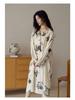 Bamboo Fiber Women's Long Sleeve Wabi-Sabi Nightgown - Mid-Length Autumn Pajamas Dress