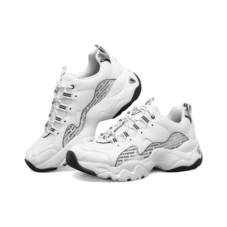 Skechers DLites 3.0 Mesh Fabric Synthetic Leather Sports Low-Top Dad Shoes Men sneaker White Black 237157-WBK