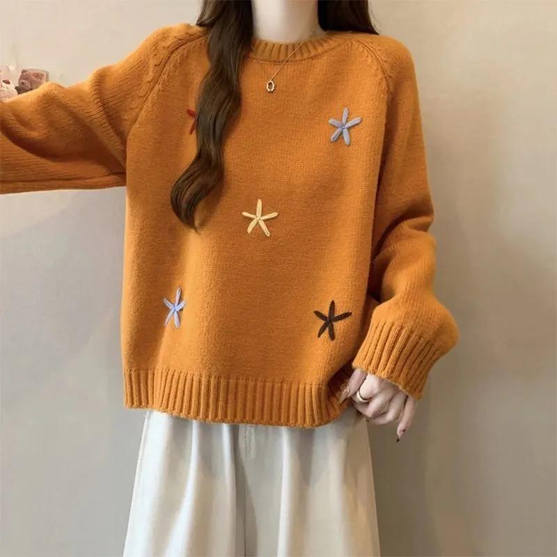 Sweater for Women Spring Pullover Warm Knitted Stretchy Long Sleeve Oversize Jumper Sweater Tops