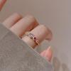 Elegant Adjustable Open Ring With Colorful Zirconia Lace And Pearl For Women