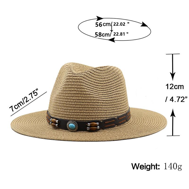Men and Women Western Cowboy Straw Hat Top Hat Outdoor Seaside Beach Hat Sun Protection Hat