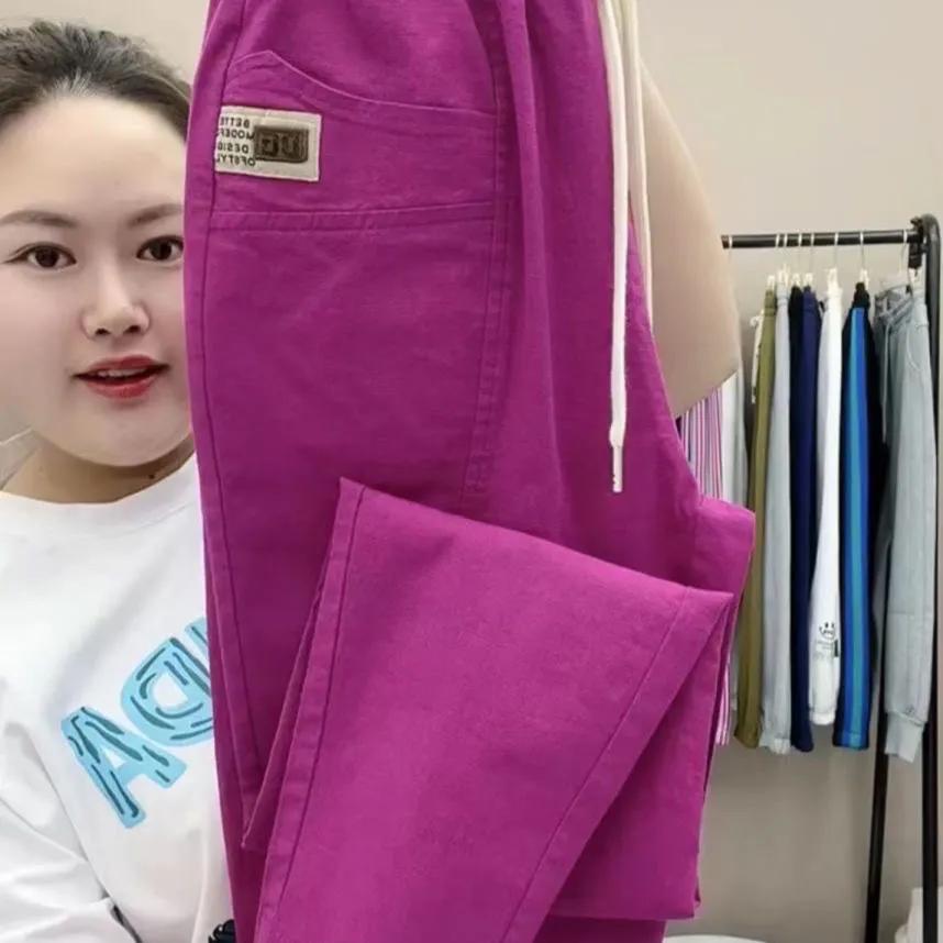 Women's Summer Vintage Thin High Waist Harem Pants Loose Cotton Linen Pants Straight Casual Pants