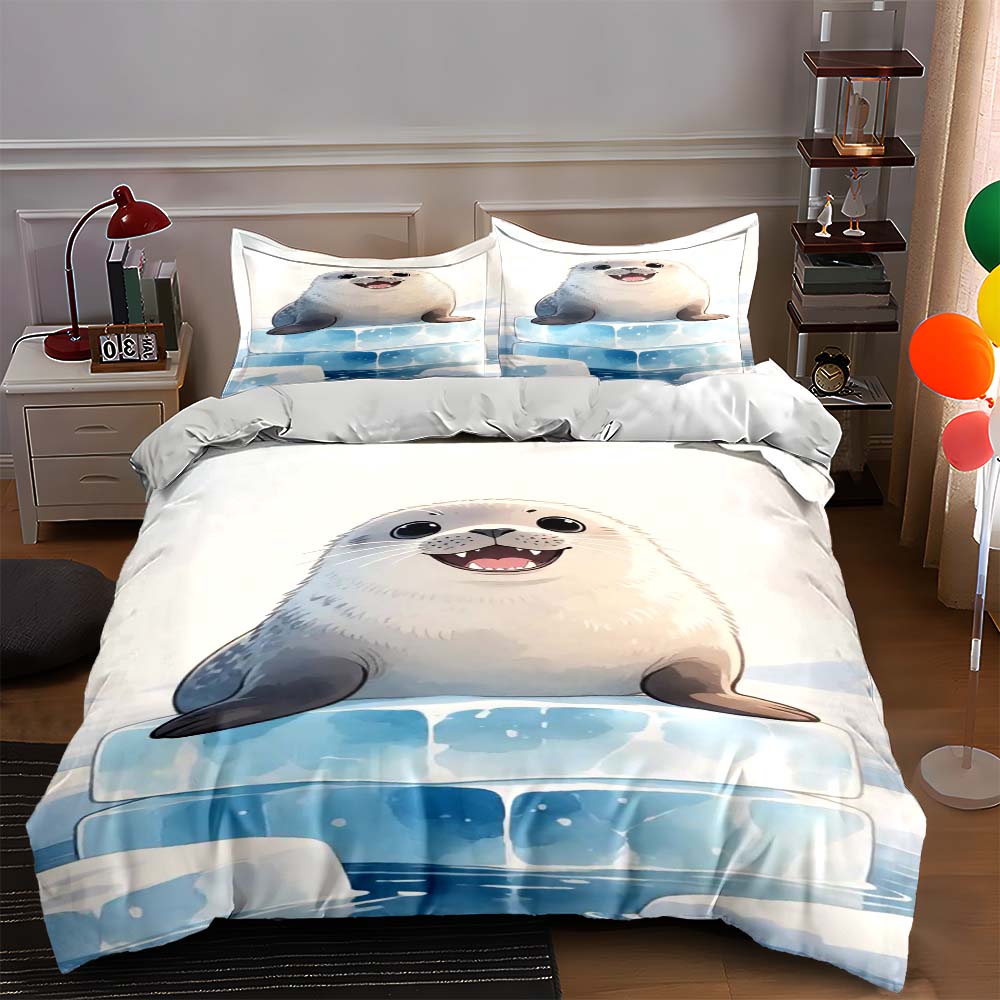 

Smiling seal on ice. Bedding sets Duvet cover sets Duvet covers Pillowcases(1 * Duvet Cover 2 * Pillowcases, without duvet insert) 135x200cm