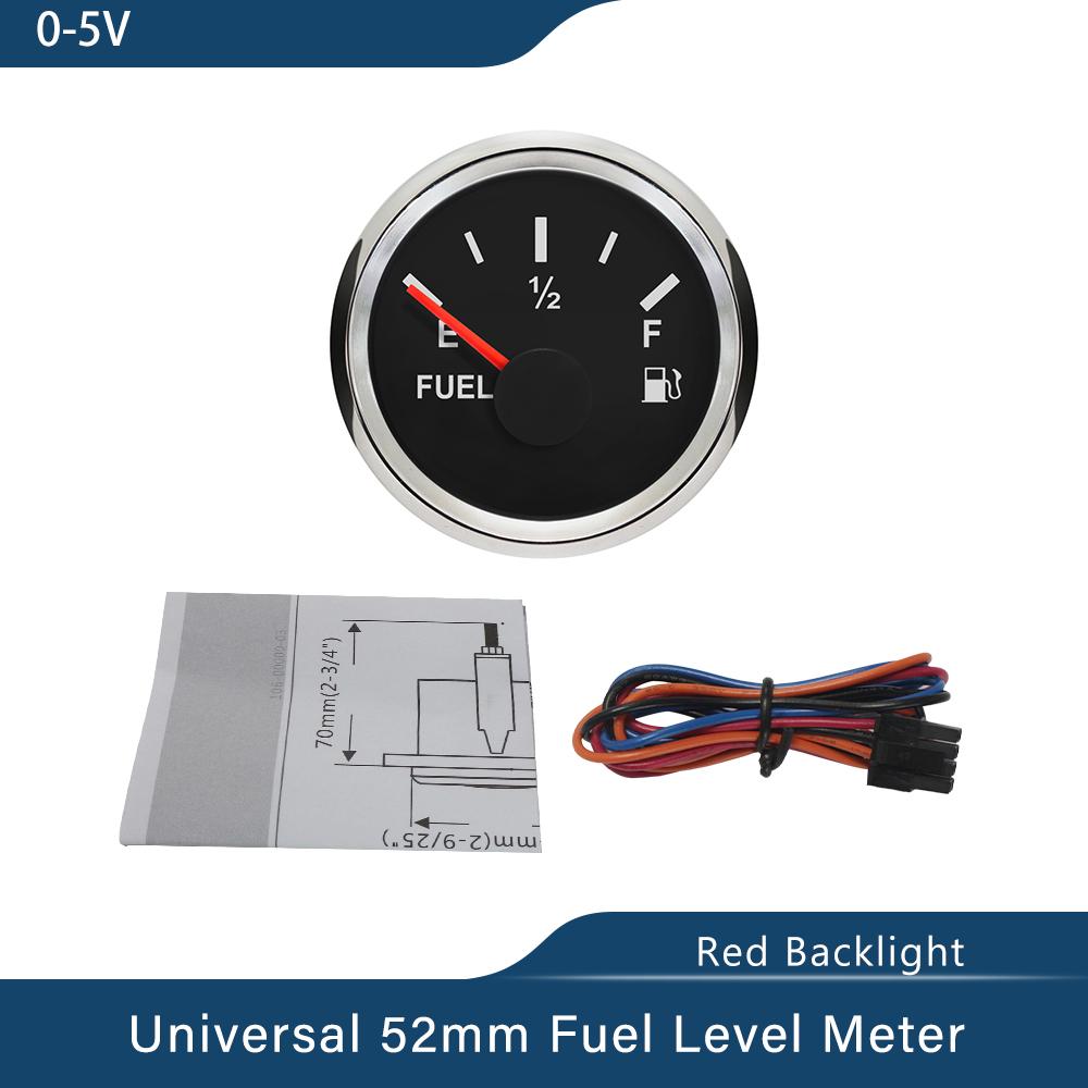 Signal 0-5V Boat Fuel Level Gauge Waterproof Car Fuel Gauge with Red Backlight Working Volt 9~32V Fit Car Motorcycle Yacht