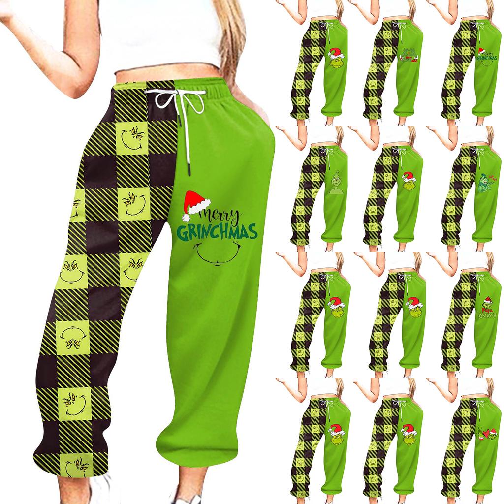 Women's Casual Fashion Christmas Printed Casual Sweatpants Elastic Waist Drawstring Pants
