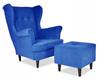 ARI Scandinavian Family Meble Wing Chair, Blue Velvet Modern