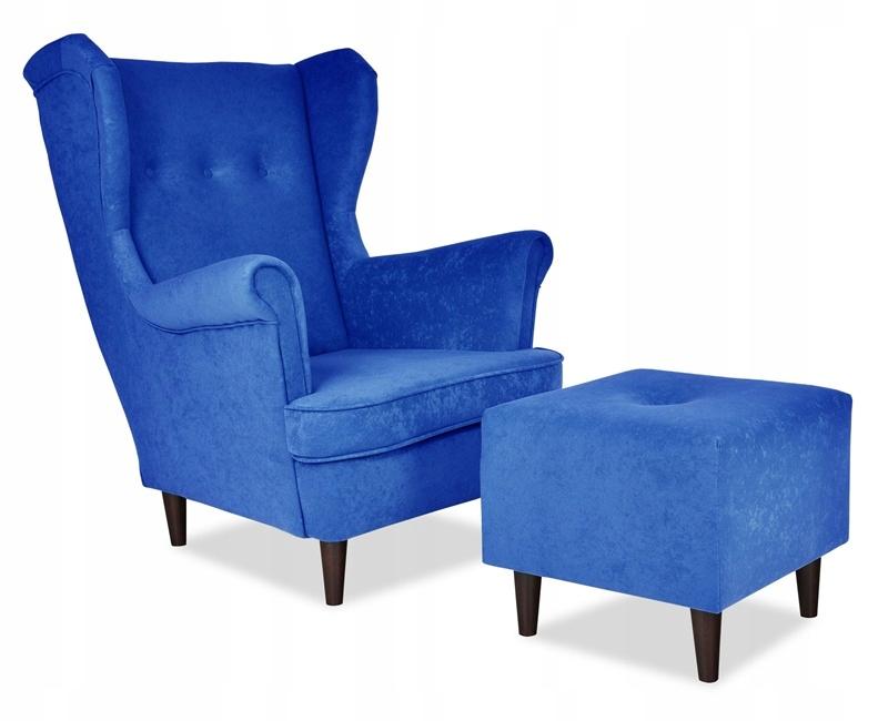 ARI Scandinavian Family Meble Wing Chair, Blue Velvet Modern