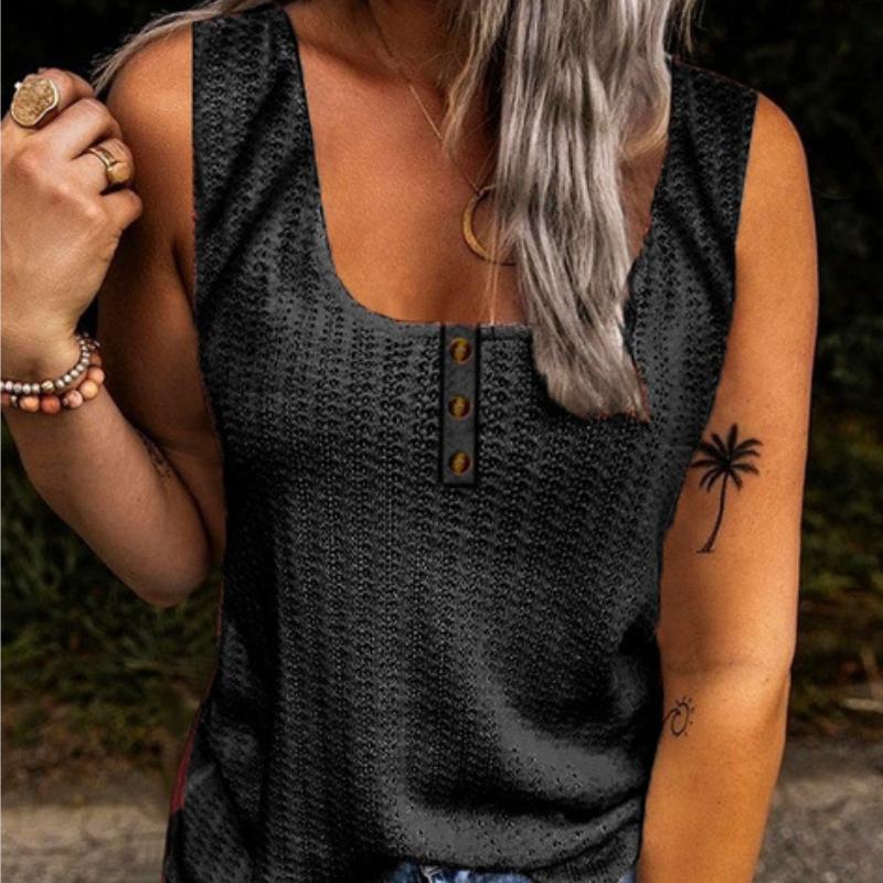 

Женский однотонный жилет на пуговицах без рукавов с U-образным воротником, футболка, топ, жилет на подтяжках 2XL чёрный